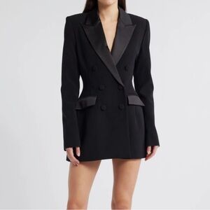 Nadine Merabi Monica Black Tuxedo Jacket Blazer Size: S